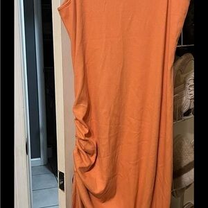 Elegant Orange Sleeveless Dress